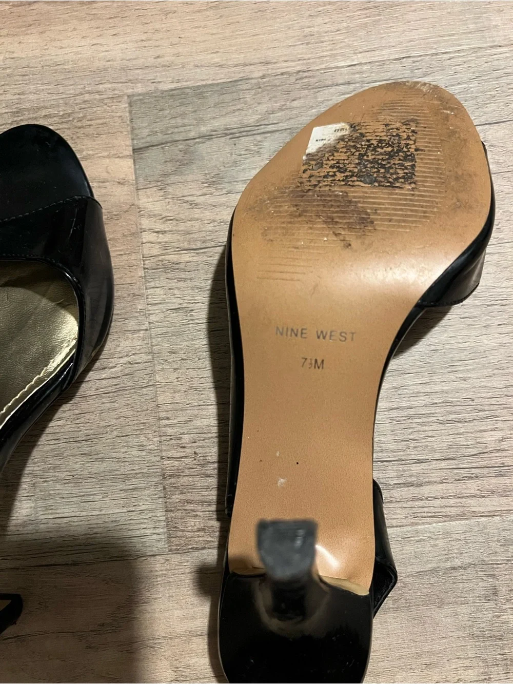 Nine West Black Patent Open-Toe Slingback Heels